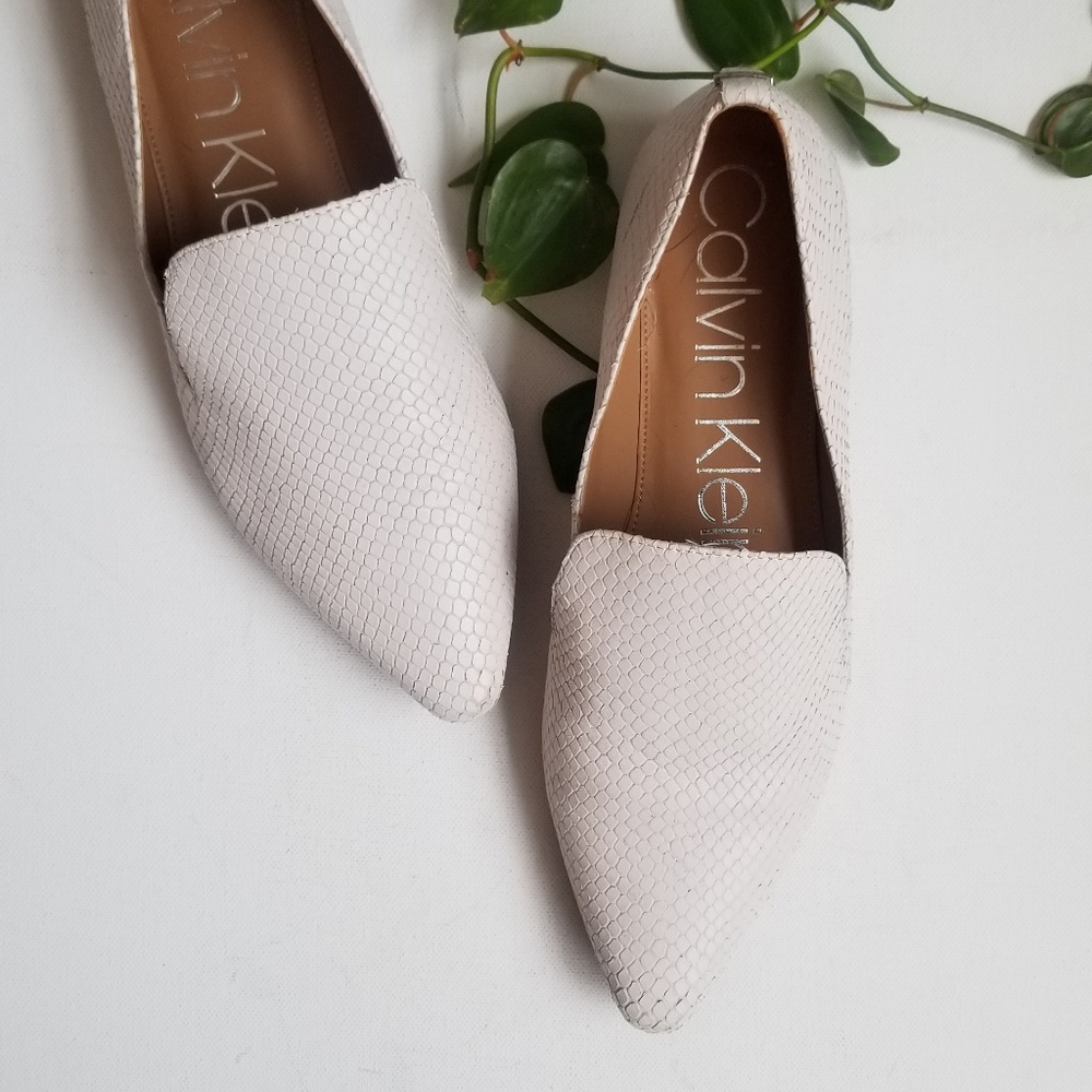 Calvin Klein | "Snake" Leather Pointed Toe Flat